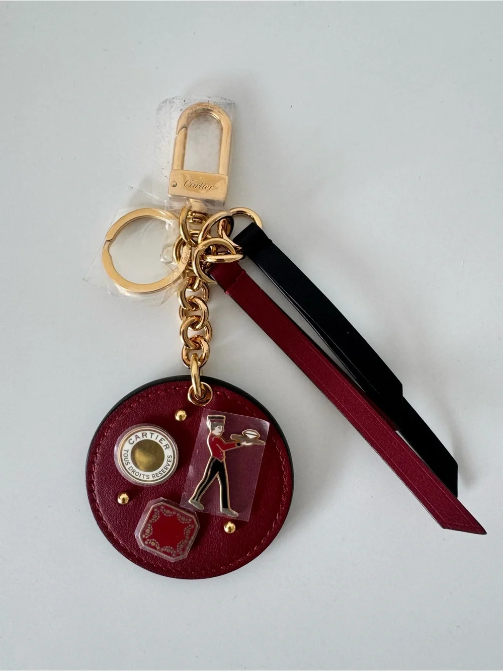 Diabolo De Cartier Medallion Key Ring, Calfskin red & Black, CROG000646